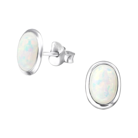 Oval Ohrstecker mit Halbedelsteinen Schmuck | All4silver