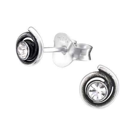 Eine Spirale Ohrstecker mit Kristall Schmuck | All4silver