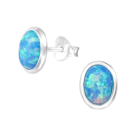Oval Ohrstecker mit Halbedelsteinen Schmuck | All4silver
