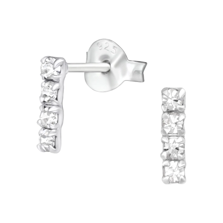 Bar Ohrstecker mit Kristall Schmuck | All4silver
