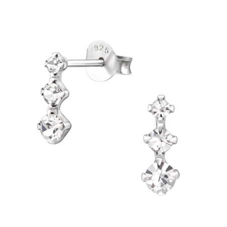 Bar Ohrstecker mit Kristall Schmuck | All4silver