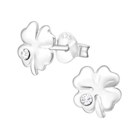 Kleeblatt Ohrstecker mit Kristall Schmuck | All4silver
