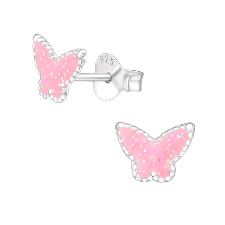 Silberner Schmetterling Ohrstecker mit Emaillefarben Schmuck | All4silver
