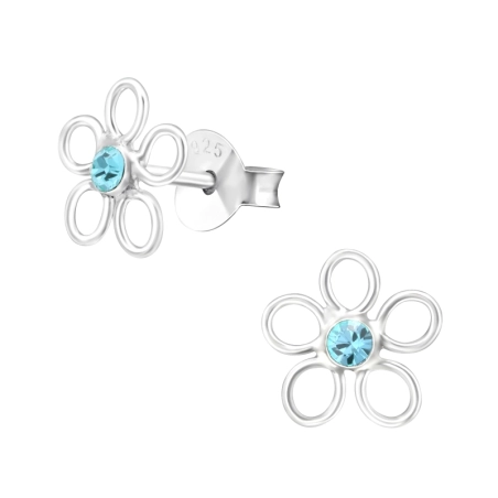 Eine Blume Ohrstecker mit Kristall Schmuck | All4silver