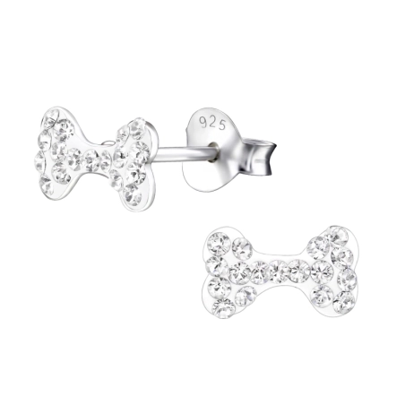 Silberne Hundeknochen Ohrstecker mit Steinen Schmuck | All4silver