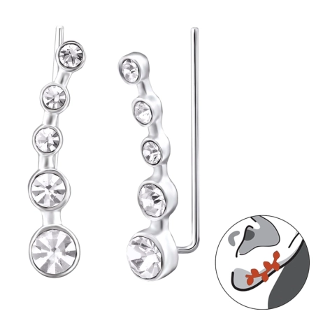 Silbernes Rad Ohrklemme und Ohrkletterer Schmuck | All4silver