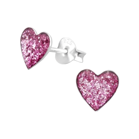 Silbernes Herz Ohrstecker mit Emaillefarben Schmuck | All4silver