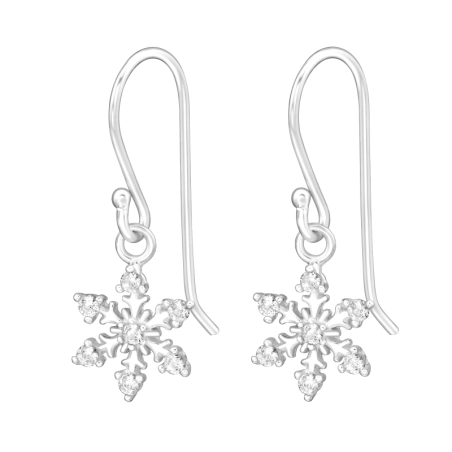 Silberne Schneeflocke Ohrringe mit Zirkonia Steinen Schmuck | All4silver