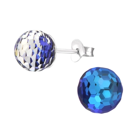 Silberne Kugeln Ohrstecker mit Kristall Schmuck | All4silver