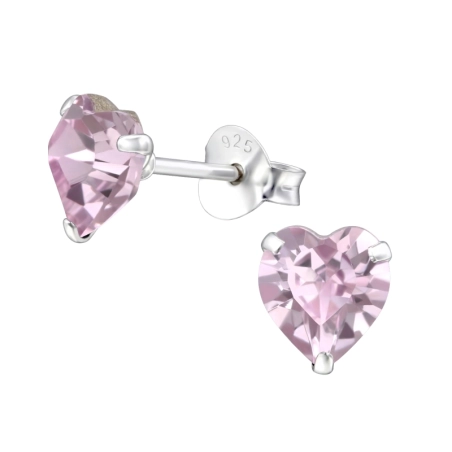 Silbernes Herz mit echten europäischen Kristallen – Lacrystal-Ohrstecker aus 925er-Sterlingsilber