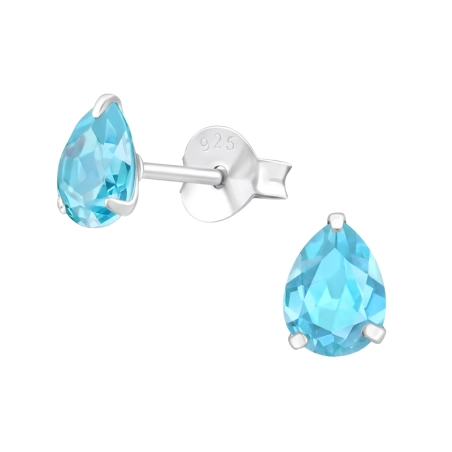 Silberne Birne mit echten europäischen Kristallen – Lacrystal-Ohrstecker aus 925er-Sterlingsilber
