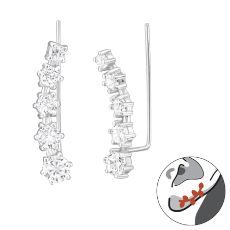 Silbernes Rad Ohrklemme und Ohrkletterer Schmuck | All4silver