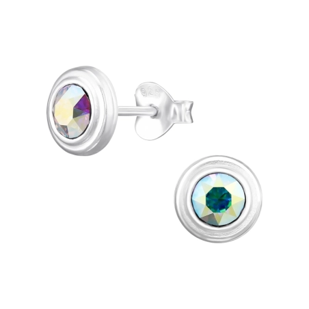 Silberne Räder Ohrstecker mit Kristall Schmuck | All4silver