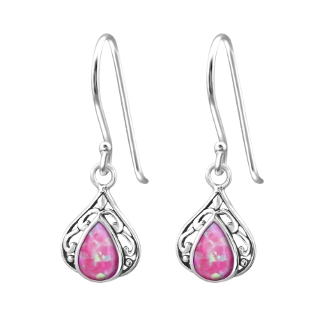 Ovaler synthetischer Opal Ohrringe mit Halbedelsteinen & Opal Schmuck | All4silver