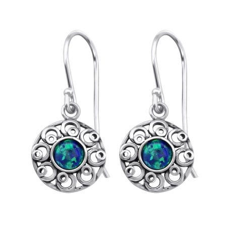 Synthetische Opalblüte Ohrringe mit Halbedelsteinen & Opal Schmuck | All4silver