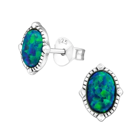 Ovál Ohrstecker mit Halbedelsteinen Schmuck | All4silver