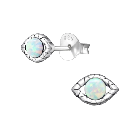 Silberner synthetischer Opal Ohrstecker mit Halbedelsteinen Schmuck | All4silver