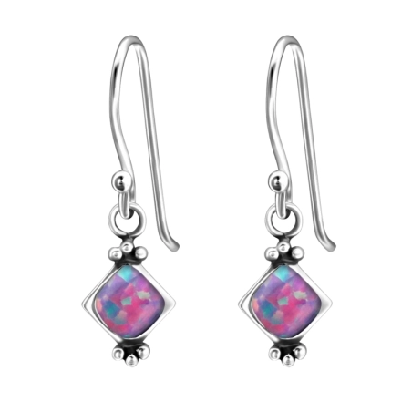 Quadrat aus synthetischem Opal Ohrringe mit Halbedelsteinen & Opal Schmuck | All4silver