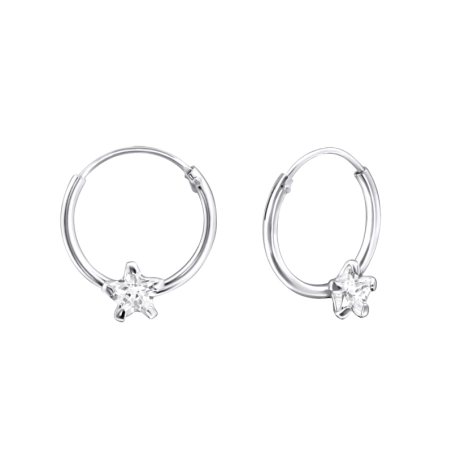 Silberner 12-mm-Stern Creolen Ohrringe Schmuck | All4silver