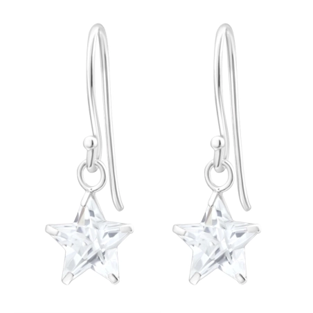 Silberner Stern Ohrringe mit Zirkonia Steinen Schmuck | All4silver