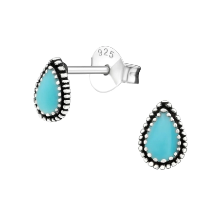 Silberne Träne Ohrstecker mit Halbedelsteinen Schmuck | All4silver
