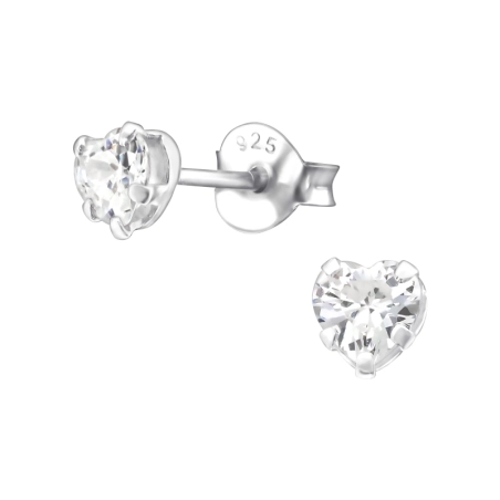 Silberherz 4 mm - Puset-Ohrringe aus Silber 925 mit Zirkon