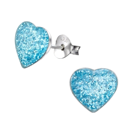 Silbernes Herz Ohrstecker mit Emaillefarben Schmuck | All4silver