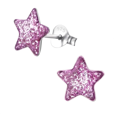 Silberner Stern Ohrstecker mit Emaillefarben Schmuck | All4silver