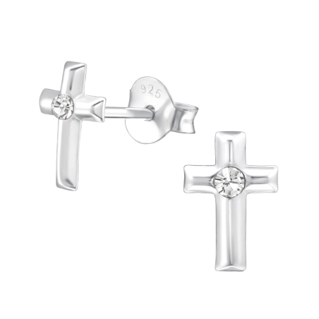 Kreuzen Ohrstecker mit Kristall Schmuck | All4silver