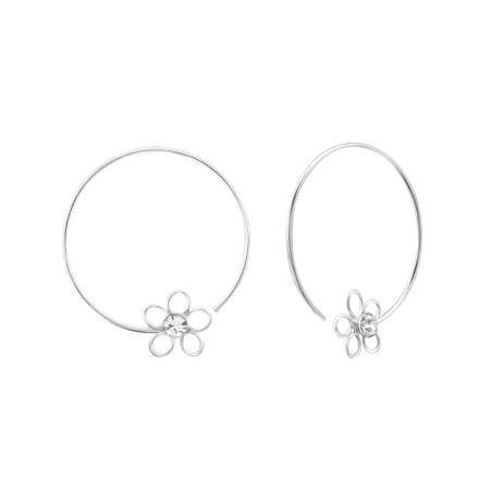 Silber 24mm Blume Creolen Ohrringe Schmuck | All4silver