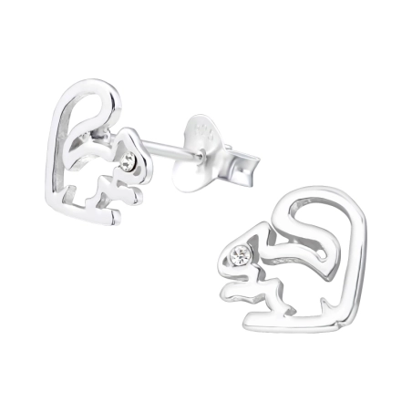 Silbernes Eichhörnchen - Ohrstecker aus 925er Sterlingsilber mit Steinen