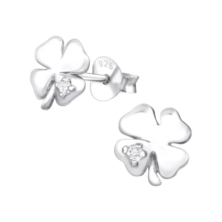 Silbernes Blatt Ohrstecker mit Zirkonia Steinen Schmuck | All4silver