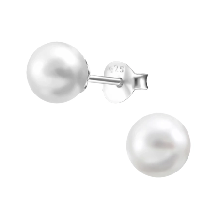 Silber mit Perle - 925Er Silber Ohrstecker Mit Perlen