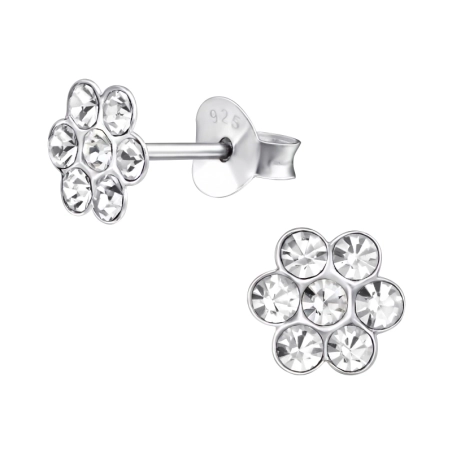 Blume Ohrstecker mit Steinen Schmuck | All4silver