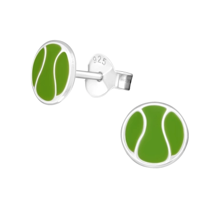 Silberner Tennisball Ohrstecker mit Emaillefarben Schmuck | All4silver