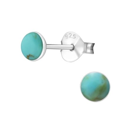 Silber rund Türkis Ohrstecker mit Halbedelsteinen Schmuck | All4silver