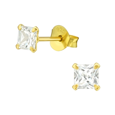 Silberquadrat 4mm Basic Ohrstecker Schmuck | All4silver