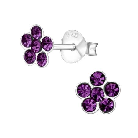 Eine Blume Ohrstecker mit Steinen Schmuck | All4silver
