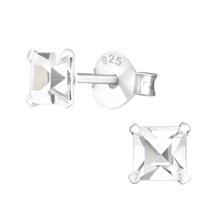 Silberquadrat 4mm Basic Ohrstecker Schmuck | All4silver