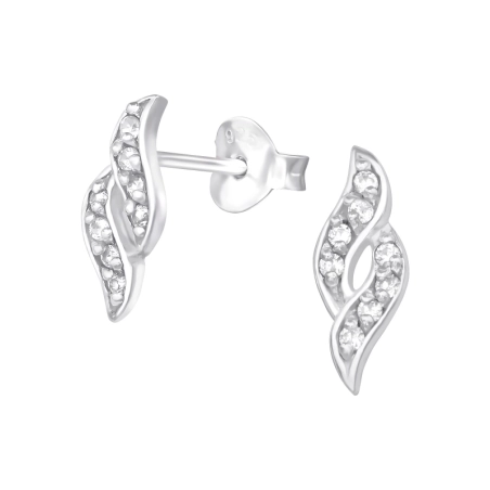 Silberne Spirale Ohrstecker mit Zirkonia Steinen Schmuck | All4silver