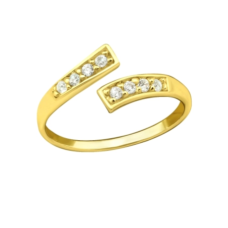 Vergoldet offen mit Zirkonen - Schmuck Silber 925 Ringe am Bein