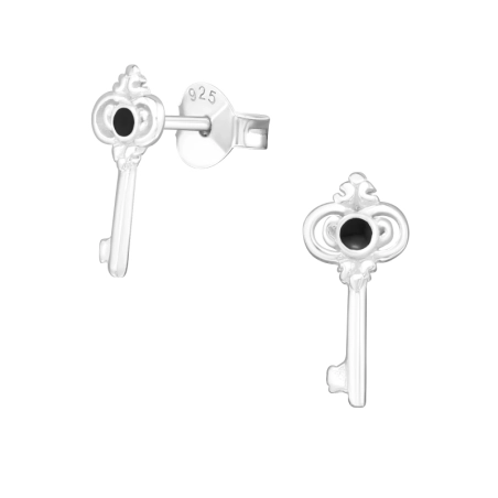 Silberschlüssel Glatte Ohrstecker Schmuck | All4silver