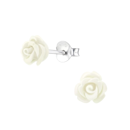 Silberne Rose Ohrstecker mit Emaillefarben Schmuck | All4silver