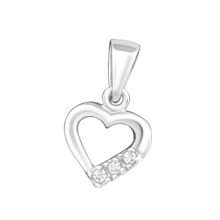 Silbernes Herz Anhänger mit Zirkonia Steinen Schmuck | All4silver