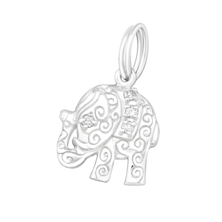 Silberner Elefant Arm Anhänger mit Schlüsselring Schmuck | All4silver