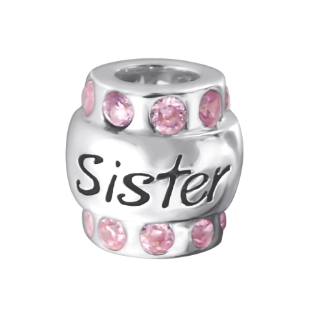 Silberne Radschwester Charms Anhänger mit Steinen Schmuck | All4silver