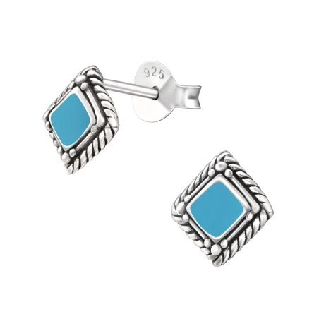 Silbernes Quadrat Ohrstecker mit Halbedelsteinen Schmuck | All4silver