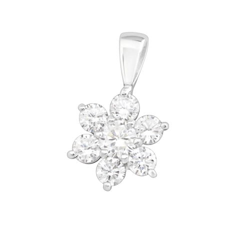 Silberne Blume Anhänger mit Zirkonia Steinen Schmuck | All4silver