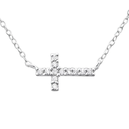 Kreuzen - 925er Silber Halskette mit Steinen