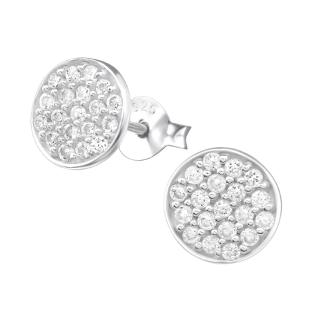 Silbernes Rad Ohrstecker mit Zirkonia Steinen Schmuck | All4silver